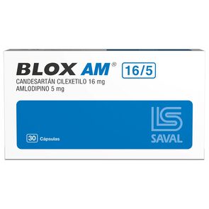 Product image of Blox AM Candesartan Cilexetilo 16 mg Amlodipino 5 mg 30 cápsulas - Saval