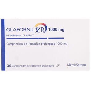 Glafornil XR Metformina 1000 mg 30 Comprimidos Liberación Prolongada - Merck