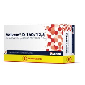 Product image of Valkem D Valsartán 160 mg Hidroclorotiazida 12,5 mg 30 Comprimidos Recubiertos - Ascend