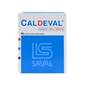 Product image of Caldeval Calcio 1250 mg Vitamina D3 400 UI 30 Comprimidos Masticables - Saval