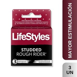 LifeStyle Studded Rough Rider 3 Preservativos - Lifestyles