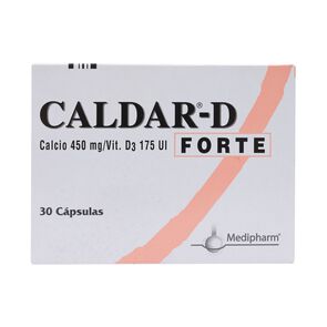 Product image of Caldar-D Forte Calcio 450 mg Vitamina D3 175 UI 30 Cápsulas - Medipharm