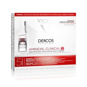 Dercos Aminexil Clinical 5 Tratamiento Anticaída Mujer Ampolla 6 mL x 12 - Vichy