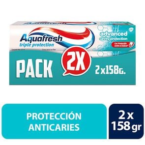 Pack Crema Dental Advanced Triple Protección Con Flúor 158 grs x2 - Aquafresh