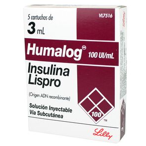 Humalog Insulina Lispro 100 UI 5 Cartridge - Eli lilly