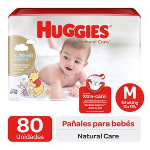 Product image of Natural Care Pañal Unisex Máxima Protección M 5,5 a 9,5 Kg 80 Un - Huggies