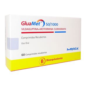 Vildagliptina 50 mg Metformina Clorhidrato 1000 mg 60 Comprimidos - Merck etico