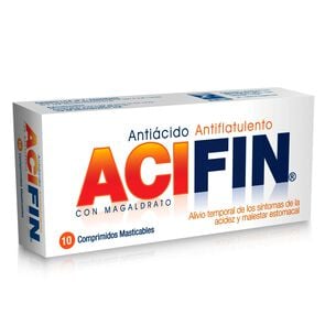 ACIFIN Antiácido Magaldrato 480 mg Simeticona 100 mg 10 Comprimidos Masticables - Mintlab