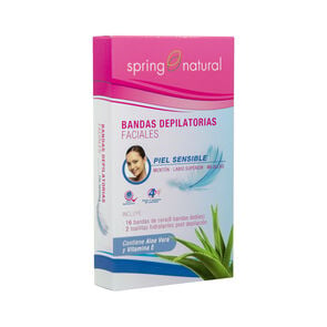 16 Bandas Depilatorias Faciales + 2 Toallitas Hidratantes - Spring natural