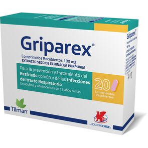 Product image of Griparex Echinacea Purpurea 180mg 20 Comprimidos Recubiertos - Chile marcas