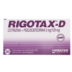 Rigotax-D  Pseudoefedrina 120 mg 30 Cápsulas Liberación Prolongada - Prater