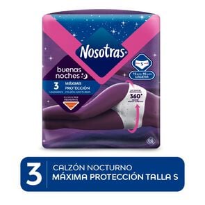 Calzón Nocturno desechable Buenas Noches Máxima Protección Talla S 3 Unidades - Nosotras