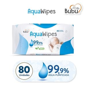 Aqua Wipes Toallas Humedas 99,9% de Agua 80 unidades - Bubu