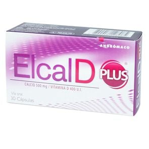 Elcal-D Plus Calcio 500 mg Vitamina D 400 UI 30 Cápsulas - Andromaco etico