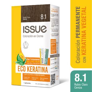 Eco Keratina Kit De Coloración En Crema Tono 8.1 Rubio Claro Ceniza - Issue