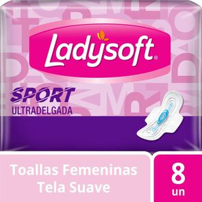 Toalla Higiénica Sport Día Ultradelgada Tela Suave 8 Unidades - Ladysoft