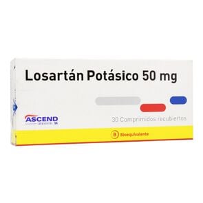 Losartan Potasico 50 mg 30 Comprimidos - Genericos bioequivalentes