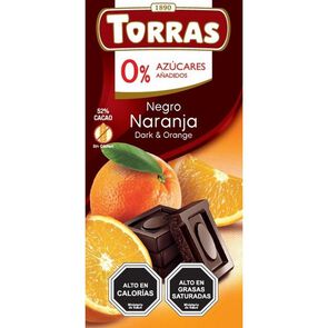 Product image of Chocolate Negro con Naranja Sin Azúcar 75 gr - Torras