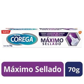 Ultra Crema Adhesiva Para Prótesis Dentales Máximo Sellado Sin Sabor 70 grs - Corega