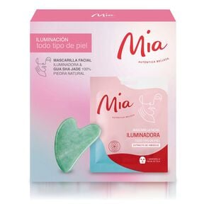 Iluminacion Mascarilla Facial Iluminadora Todo Tipo de Piel + Gua Sha Jade Piedra Natural - Mia