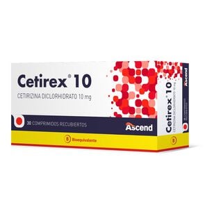 Cetirex Cetirizina 10 mg 30 Comprimidos Recubiertos - Ascend