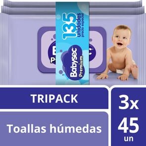 Toallitas Húmedas  Premium Aloe Vera & Vitamina E Pack de 135 Toallitas - Babysec