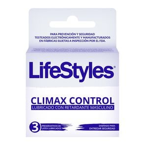 LifeStyle Climax Control Lubricado con Retardante 3 Preservativos - Lifestyles