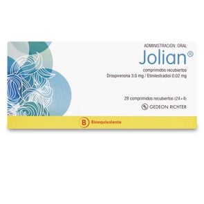 Jolian Drospirenona  3 mg Etinilestradiol 0,02 mg 28 Comprimidos Recubierto - Gedeon richter