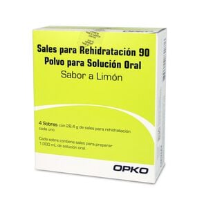 Sales para Rehidratación 90 Cloruro de Sodio 3,5 gr Polvo para Suspensión Oral 4 Sobres Sabor Limón - Genericos varios