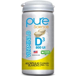 Pure Science Vitamina D3 60 Cápsulas Blandas 800Ui