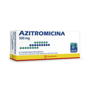 Product image of Azitromicina 500 mg 6 comprimidos recubiertos - Genericos bioequivalentes