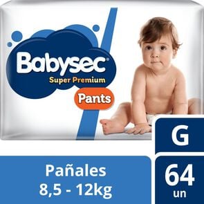 Super Premium Pañales Desechables Pants G (8.5-12Kg) Hipoalergénico X64 - Babysec