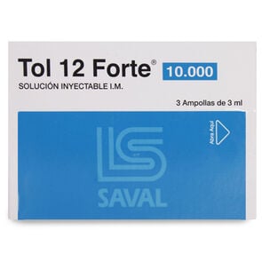 Product image of Tol-12 Forte Vitamina B12 10 mg 3 Ampollas de 3 mL - Saval