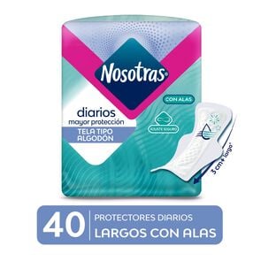 Protector Diario Largo Diarios Ajuste Seguro Con Alas 40 Unidades - Nosotras