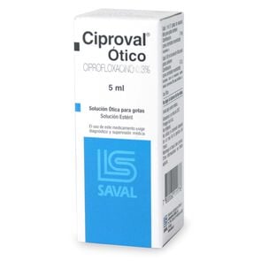 Ciproval Ciprofloxacino 0,3% Solución Otológica 5 mL - Saval