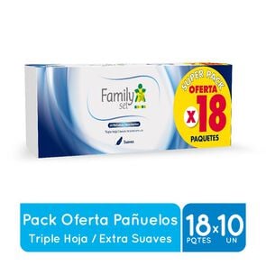 Product image of Pañuelo Desechable Triple Hoja, 18 paquetes de 10 pañuelos - Family set