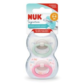 Product image of Chupete Silicona Signature Rosado Etapa 1 (0-6 meses) 2 unidades - Nuk