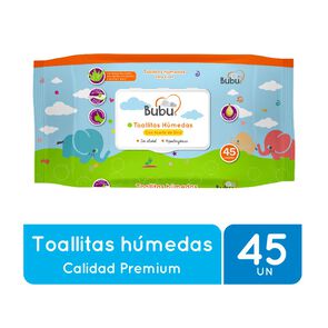 Toallitas húmedas premium con tapa 45 unidades - Bubu