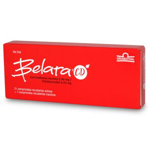 Product image of Belara CD Etinilestradiol 0.03 mg Clormadinona Acetato 2.00 mg  28 Comprimidos Recubiertos - Grunenthal