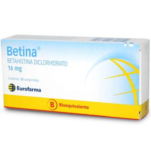 Betina Betahistina 16 mg 30 Comprimidos - Eurofarma