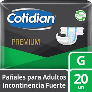 Product image of Pañal Adulto Premium Unisex Incontinencia Fuerte Talla G 20 Unidades - Cotidian