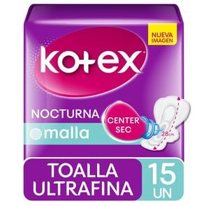 Product image of Toalla Higiénica Nocturna Ultradelgada Tela Malla 15 Unidades - Kotex