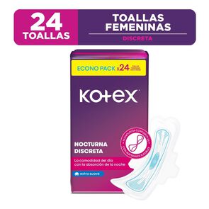 Toalla Higiénica Nocturna Ultradelgada Tela Suave 24 Unidades - Kotex