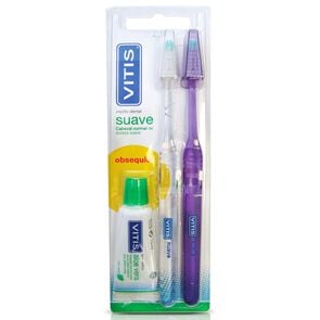 Pack Cepillo Dental Suave Duplo + Mini Pasta 15 mL - Vitis