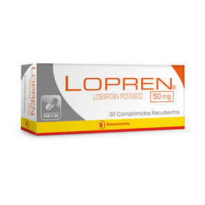 Lopren Losartan Potasico 50 mg 30 Comprimidos Recubiertos - Milab