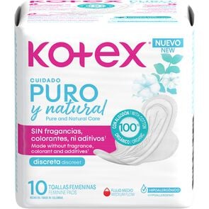 Product image of Toalla Higiénica Ultradelgada Tela Suave Puro y Natural 10 Unidades - Kotex