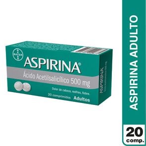 Aspirina Adulto Ácido Acetilsalicílico 500 mg 20 Comprimidos - Bayer