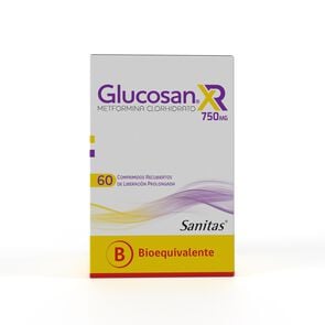 Glucosan XR Metformina Clorhidrato 750 mg 60 Comprimidos Recubiertos de Liberacion Prolongada - Sanitas