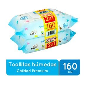 Toallitas húmedas premium con tapa 160 unidades - Bubu