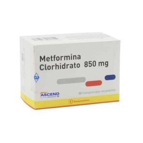 Metformina 850 mg 60 Comprimidos - Genericos bioequivalentes